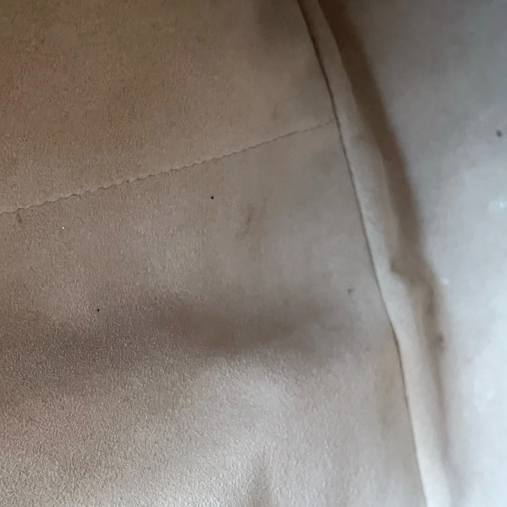 Louis Vuitton Cream Checkered Shoulder Tote with Tan Leather Handle